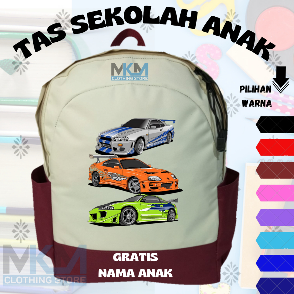 Tas Anak Mobil Fast & Furious I Tas Anak Sekolah Mobil Fast & Furious I Tas Ransel Backpack Unisex  
