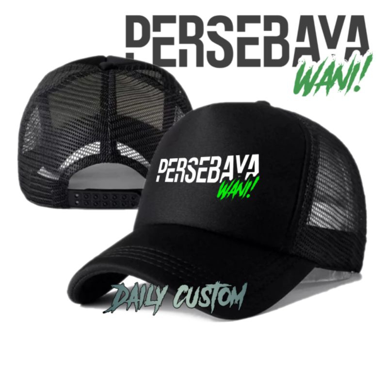 Topi Jaring Persebaya Wani | Topi Trucker Bisbol Distro | Topi Jala Casual Fashion Bola | Topi Cowok