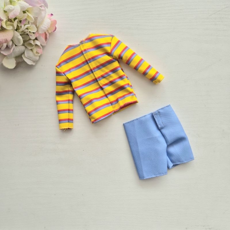 Baju Barbie Ken Mattel set yellow sweater with blue pants