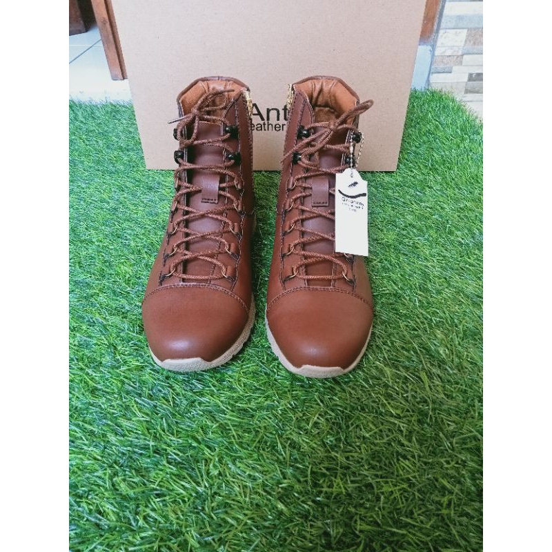 Sepatu Boots sneakers pria kulit premium original Coklat