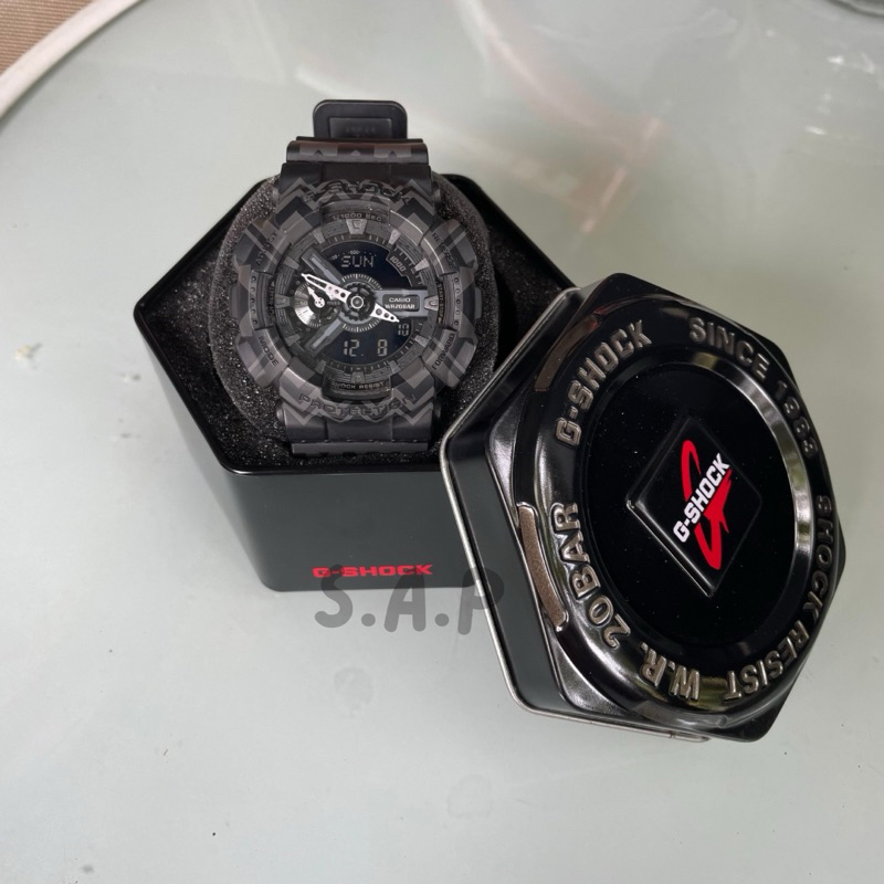 Jam Tangan Pria Ori Casio G-Shock GA-110TP-1A Black Tribal Pattern preloved