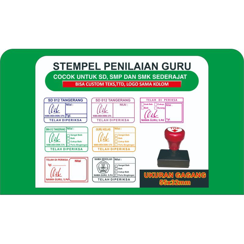 

Stempel Tanda tangan guru stempel penilaian guru menggunakan gagang 3255mm sudah diisi tinta siap pakai costum nama ttd dan paraf stempel flash