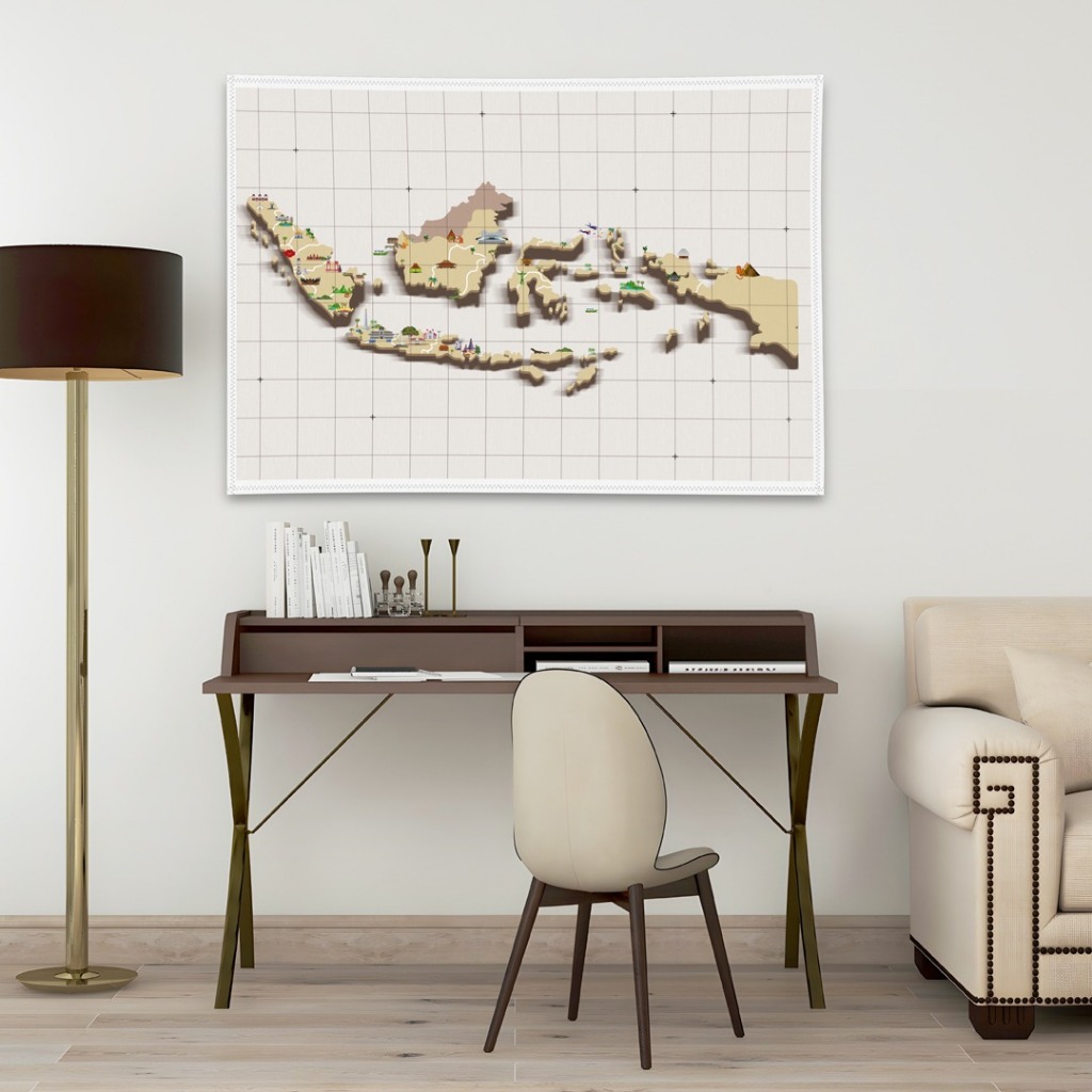 Peta Indonesia Dekorasi Dinding | Poster Aesthetic | Tapestry Wall Decor | Poster Kain | Peta Indone