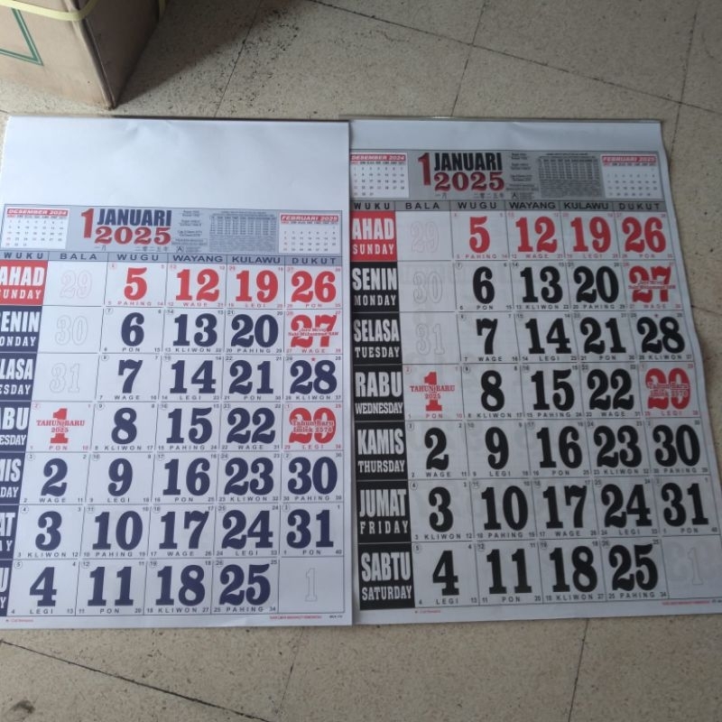 

Kalender dinding 2025 ukuran jumbo 44×65 cm