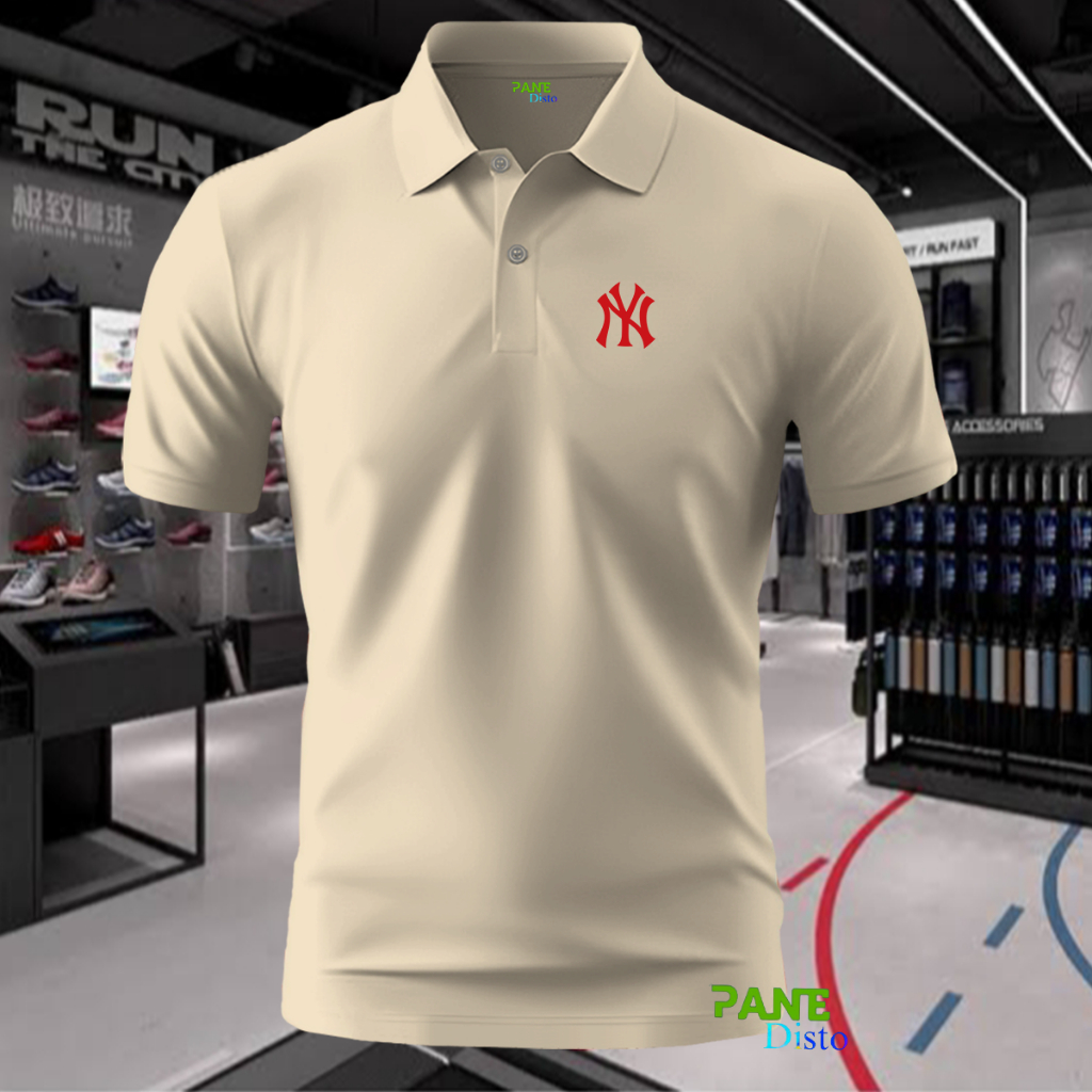 COD T-shrit POLO kerah NY Text Merah Kaos Kerah Dewasa Shirt / Kaos Wangki Pria Polo / Kaos Seragam
