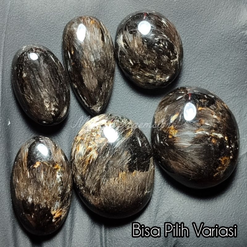 batu bulu macan jember asli natural 100% / lostune bulu macan jember seraphinite klep goyang 3D / no