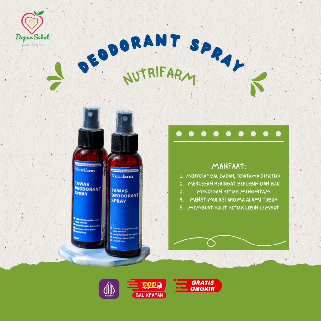 Deodorant spray 100 ml Nutrifarm / Tawas Cair BPOM / Deodorant Tawas Cair / Tawas Spray Nutrifarm / 