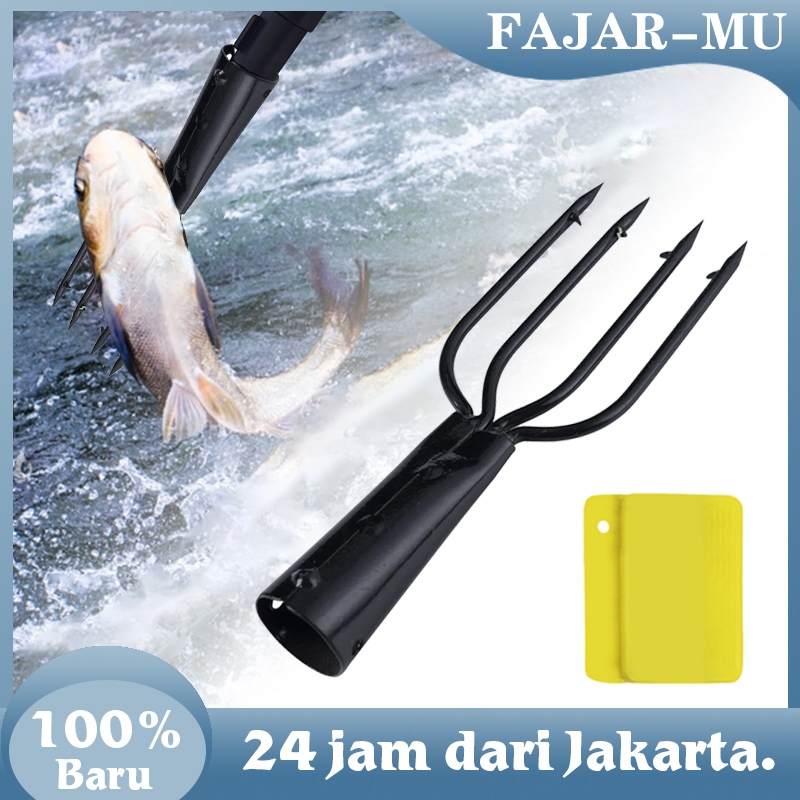Tombak Ikan Mata 4 Serampang Ikan Tombak Pancing Ikan Dengan Penutup Pelindung Alat Tangkap Ikan