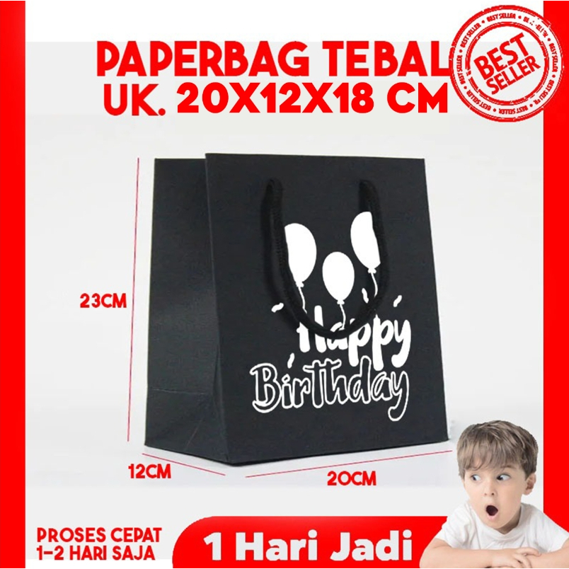 

(HITAM) Tas Ulang Tahun Anak BOX KFC 20x12x18 CM / Paper Bag Kado Ultah Souvenir Wedding Pernikahan / Papper Bag Polos Dicetak Custom Bebas Desain Paperbag