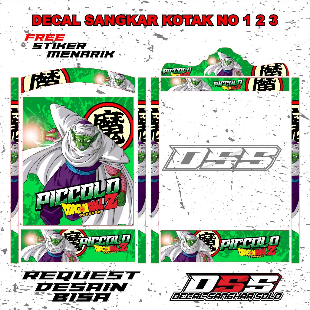 DECAL SANGKAR BURUNG KOTAK MOTIF PICCOLO NO 1 2 3