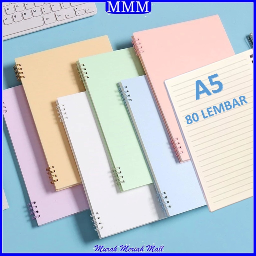 

MMM Buku Catatan 80 Lembar Notebook A5 Buku Diary Aesthetic Sketch Book 8 Lubang Binder Buku Tulis Sekolah Kantor Notebook Jurnal Spiral Cover Pastel Cover