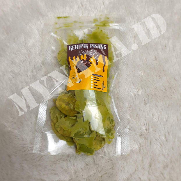 

MYNANA KERIPIK PISANG LUMER MACHA KEMASAN 55 GRAM UKURAN PLASTIK 10X17