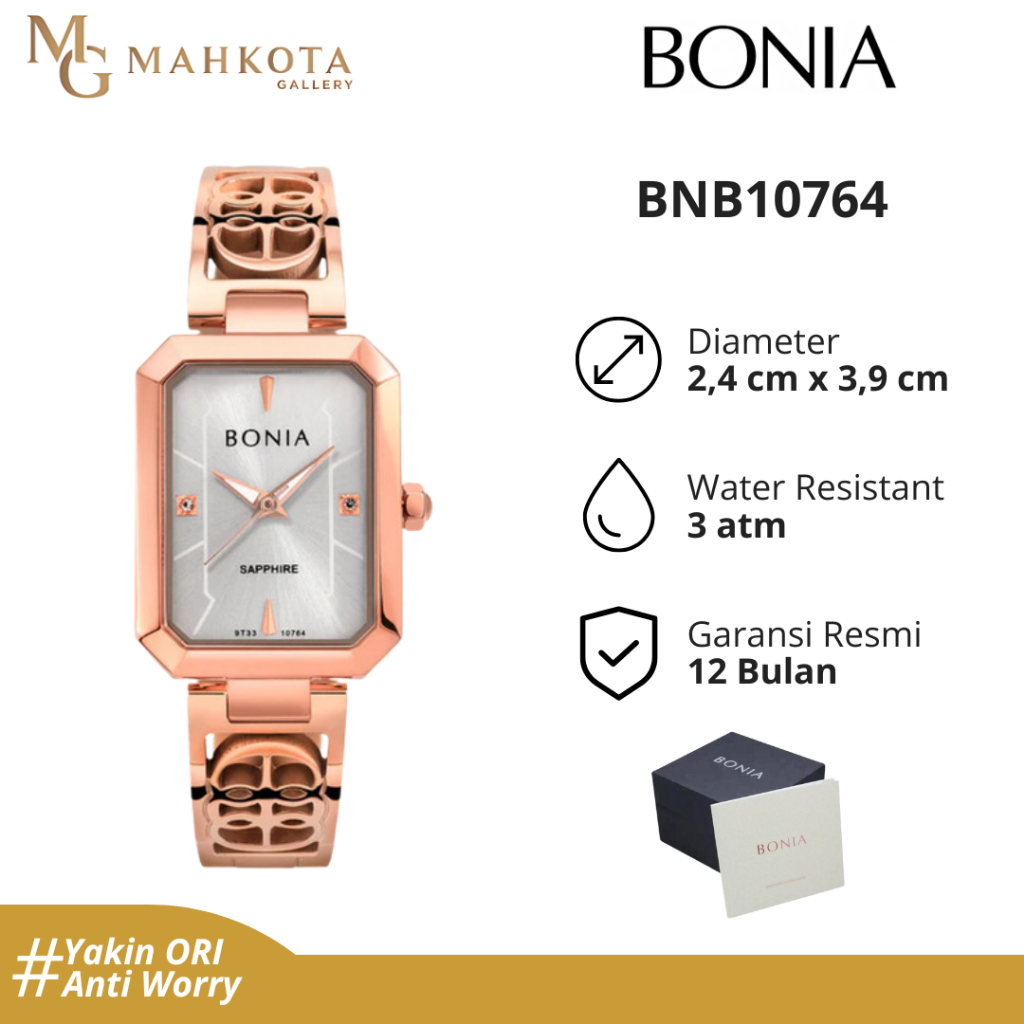 Jam Tangan Wanita Bonia La Luna BNB10764 Kotak Persegi Original dan Bergaransi