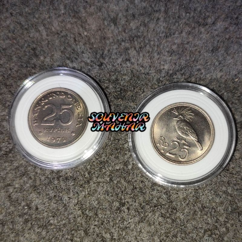 (GRESS/KINCLONG) Uang koin kuno 25 rupiah burung tahun 1971 rp 25 rp.25 mahar nikah 20 rupiah 2020