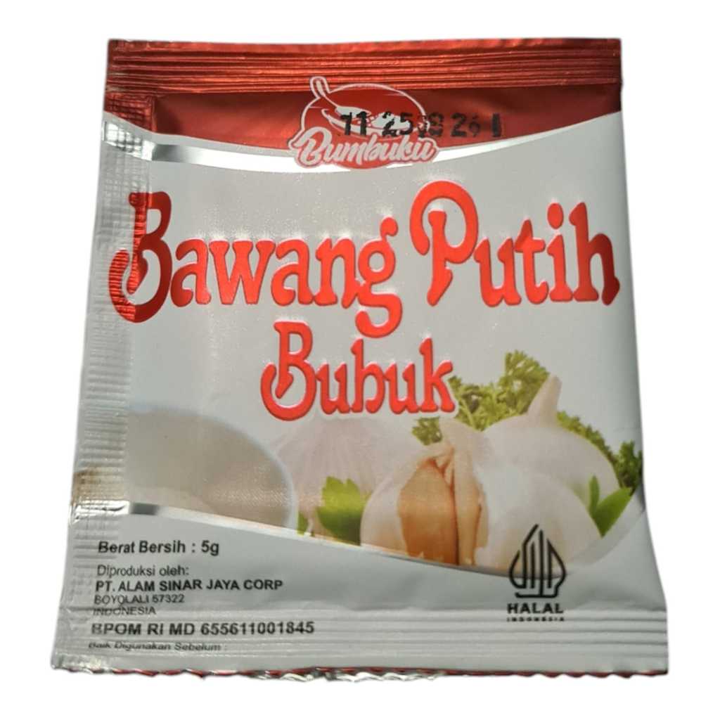 

Bumbu Dapur Bumbuku Bawang Putih Bubuk-White Onion Powder-Kemasan 5 Gram x 12 Pc