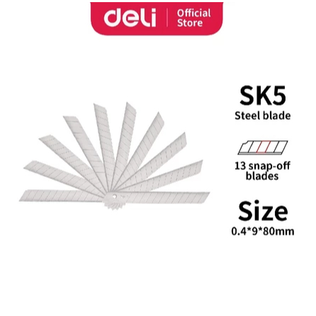 

Deli Isi Ulang Mata Pisau Cutter 10pcs box 100 15 8MM baja steel E2012