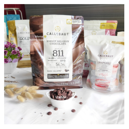 

CALLEBAUT Dark Chocolate Callets Button Couverture 811 54.,5% 1 kg PLUS COOLER BAG