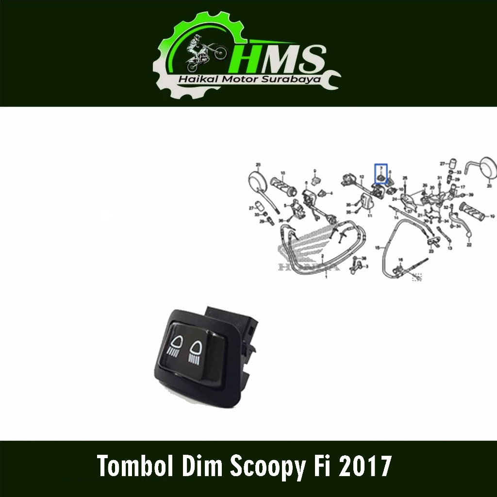 Tombol Dim Scoopy Fi 2017 - Saklar Sakelar Switch Dimmer Jauh Dekat Honda Scoopy eSP Fi 2017 - 2020