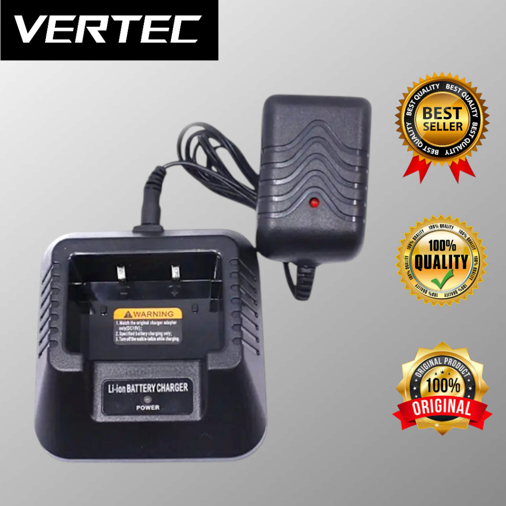 Charger HT Baofeng UV5R Original Asli Compatible Vertec VT-5R Comteck Pofung BJH Merodith Texas TX-2