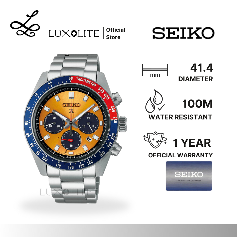 [Luxolite] SEIKO Jam Tangan Pria Prospex SSC947P1 Speedtimer Pogue Solar Chronograph Orange Dial