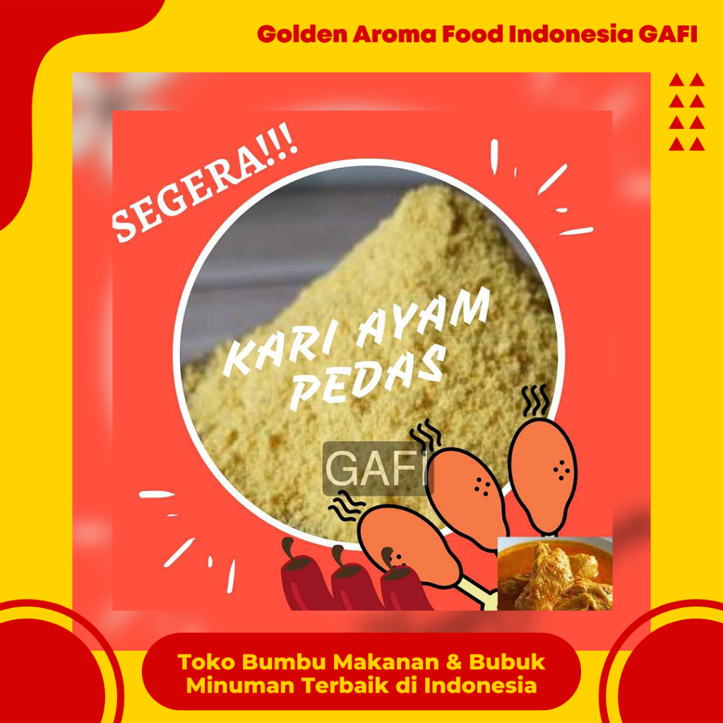 

GAFI Food Bumbu Tabur Rasa Kari Ayam Pedas 1 Kg Enak Lezat Halal, Spicy Chicken Curry Flavour Seasoning Powder 1Kg