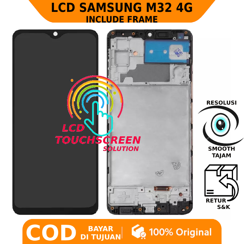 LCD TOUCHSCREEN SAMSUNG M32 (4G) ORIGINAL+FRAME/BEZEL GARANSI