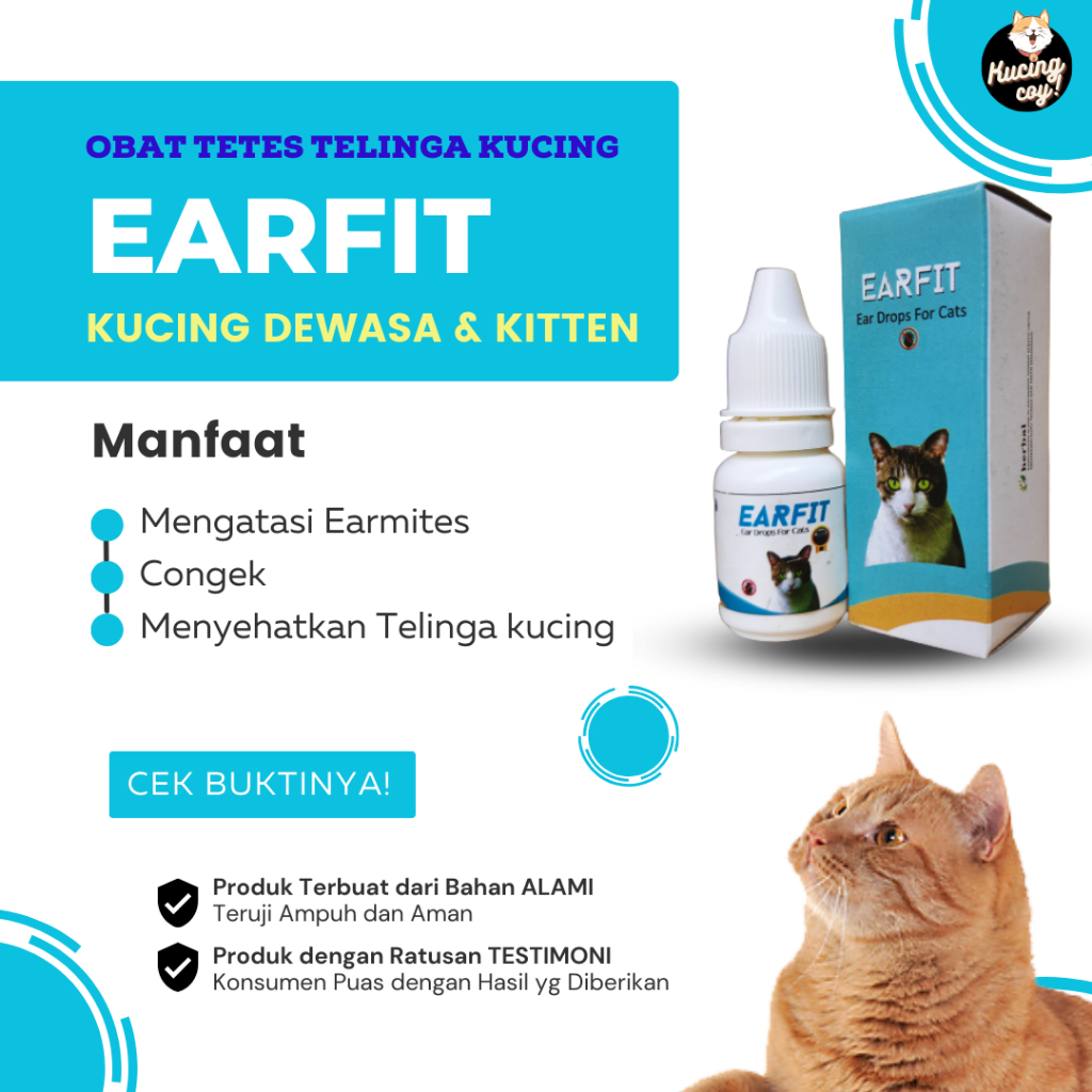 Earfit Obat Tetes Telinga Kucing Obat Tungau Kutu Telinga Kucing Earmites Ampuh Mengobati Conge Otit
