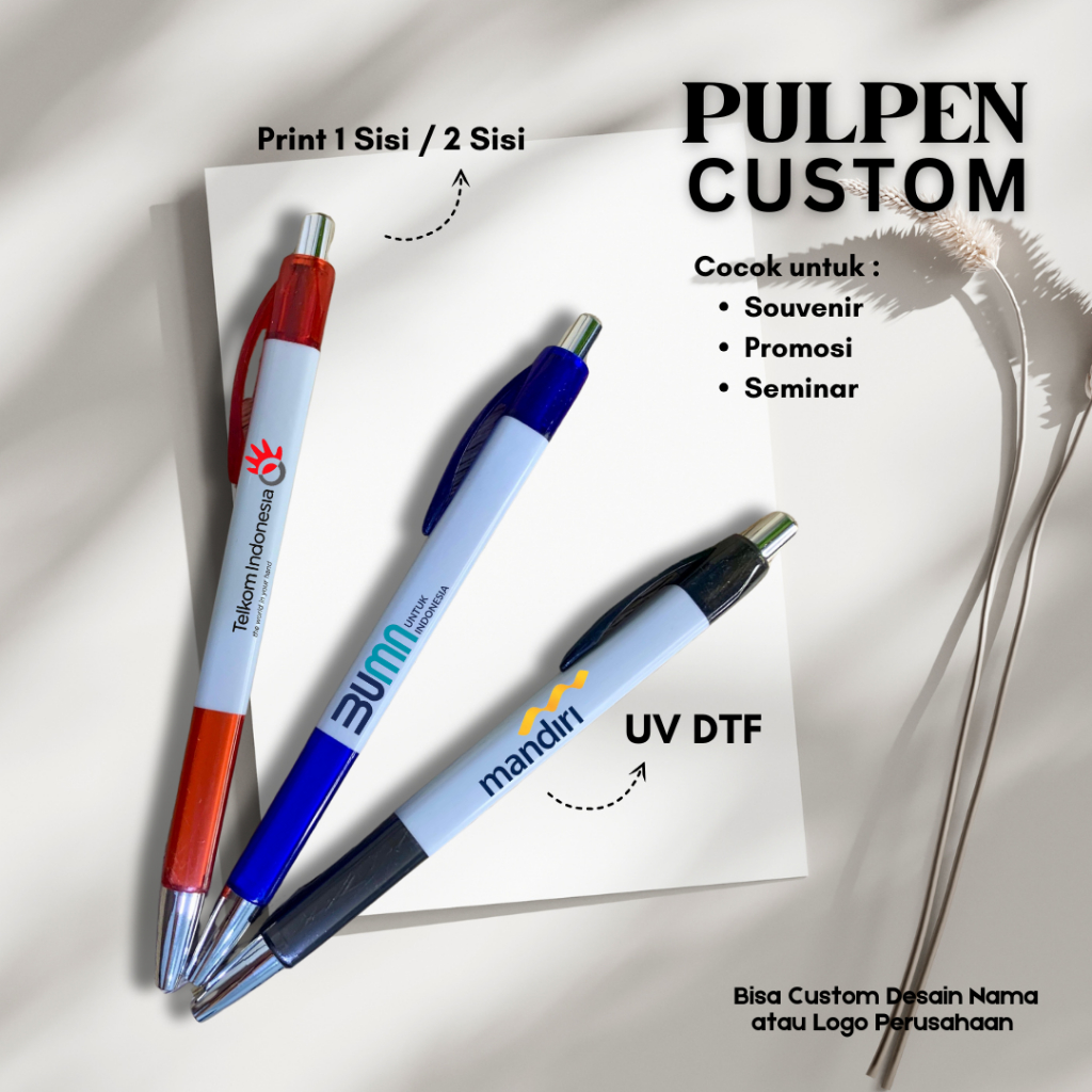 

Pulpen Segi Empat Pulpen Promosi Custom Pulpen Souvenir I Custom Desain Logo atau Tulisan - min order 10