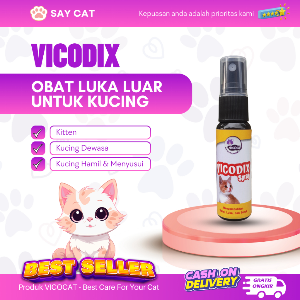 Obat Spray Luka kucing Vicodix Terbukti Ampuh Mengobati Luka Basah Kering dan Gatal