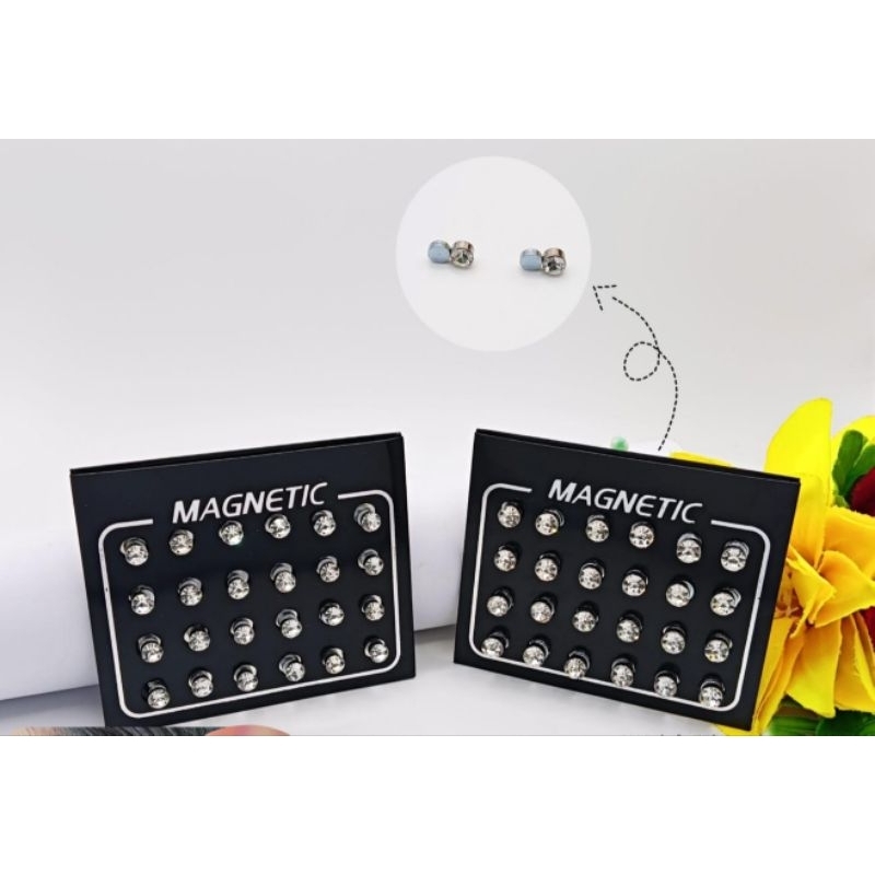 GROSIR 12PASANG ANTING MANET MATA ANTING PRIA WANITA ANTI KARAT 24PCS