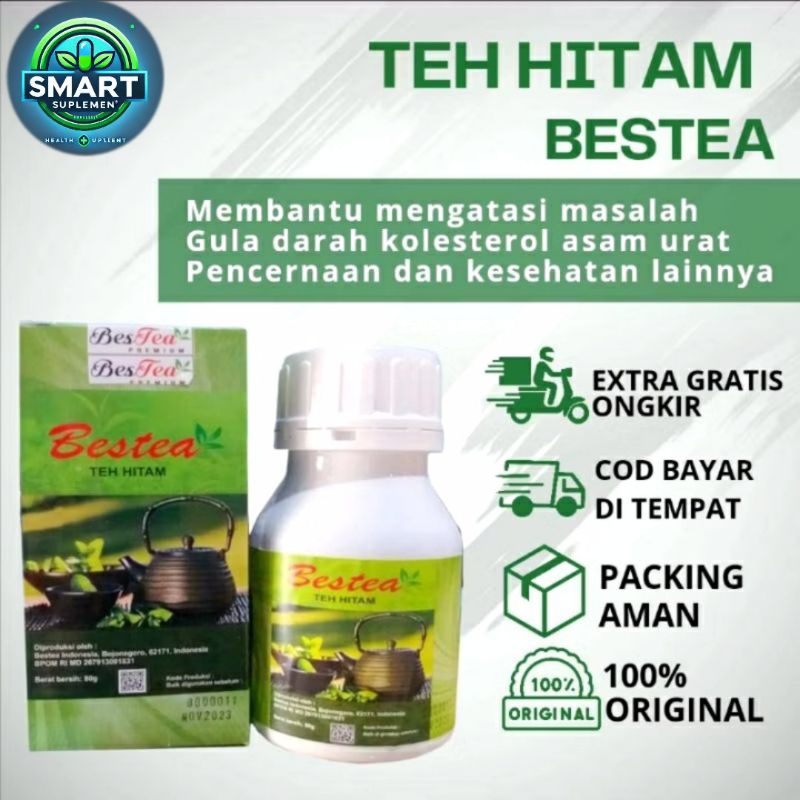 

BESTEA Teh Hitam bubuk obat herbal asam urat kolesterol hipertensi jantung koroner (Netto 80 gr)