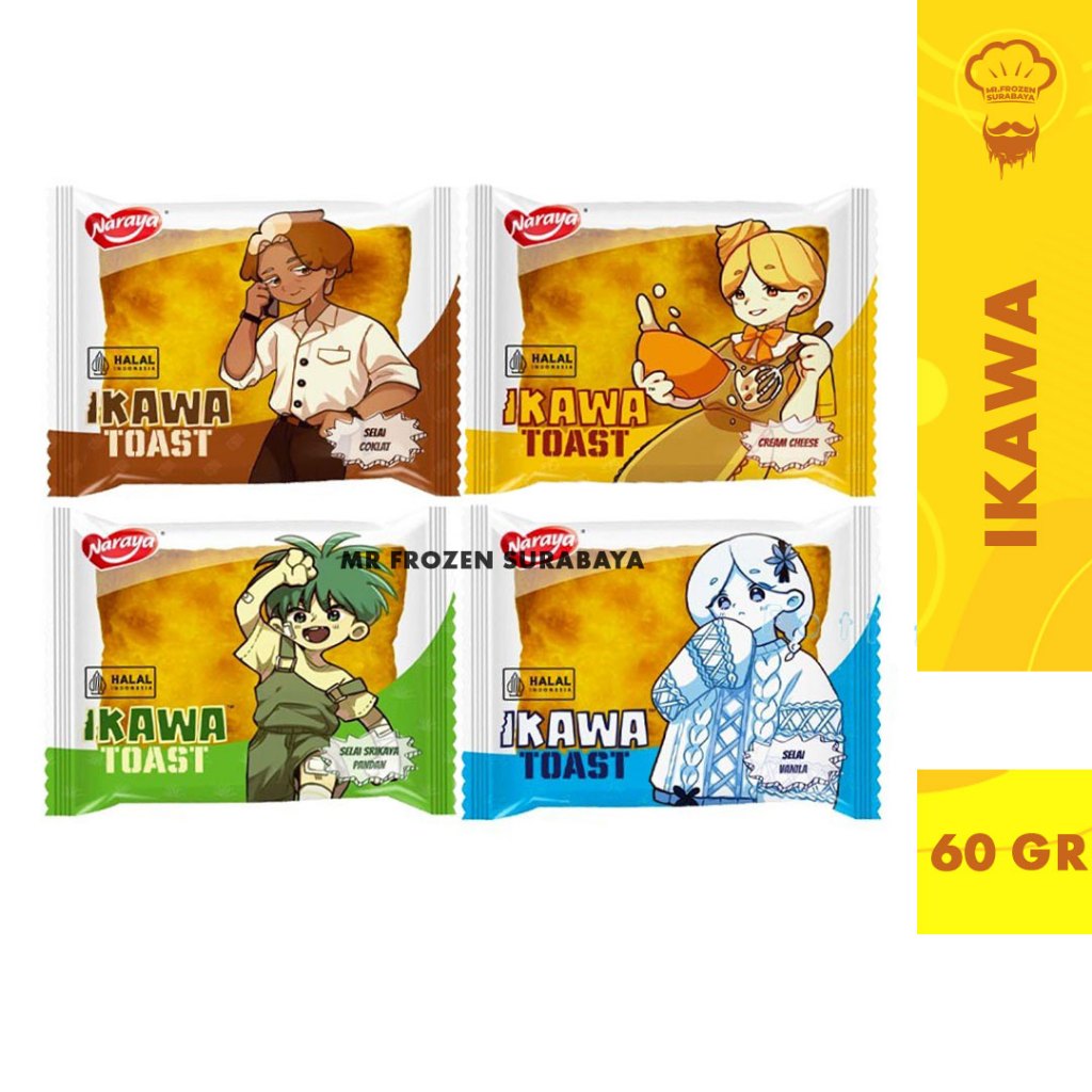 

Naraya Ikawa Toast Roti Panggang Selai Lumer Rasa Coklat Vanilla Srikaya Cheese 60gr