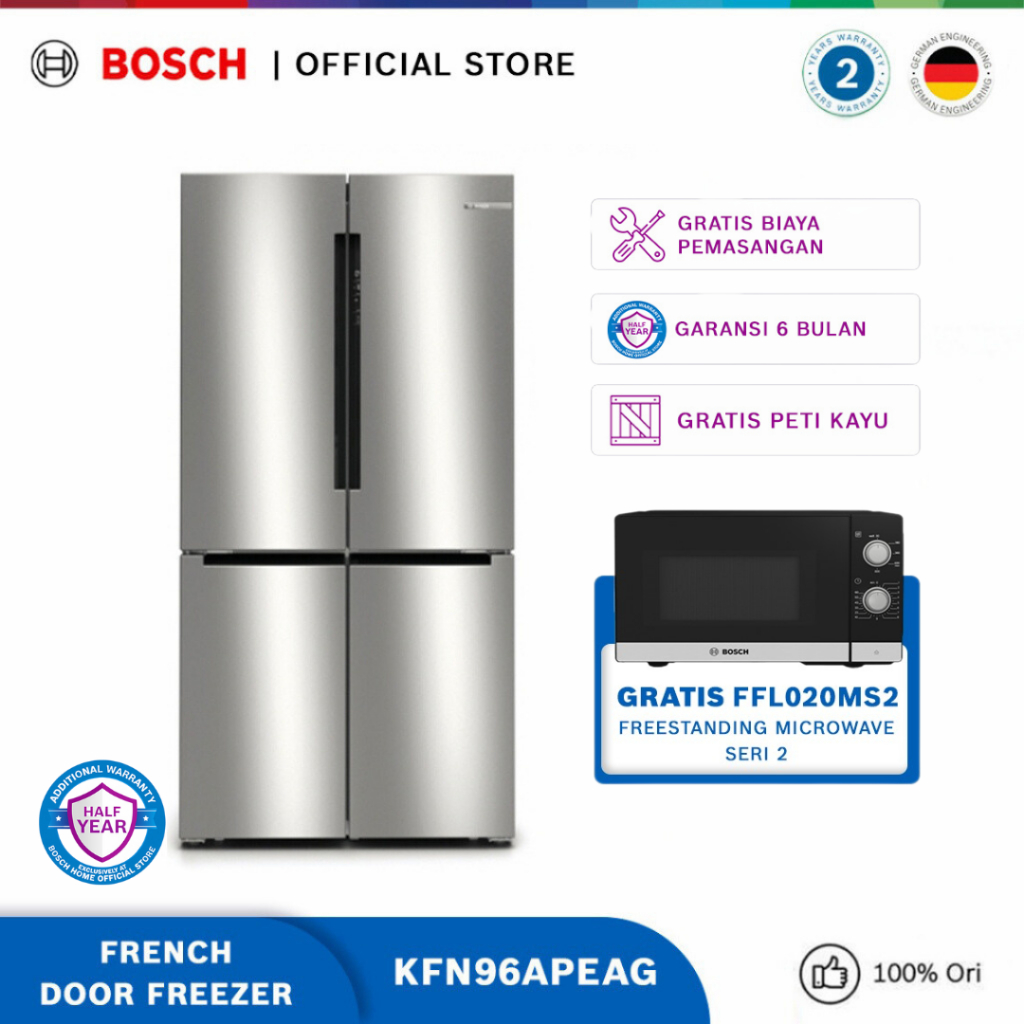 Bosch KFN96APEAG Kulkas French Door Freezer Bawah Multi Pintu Seri 6