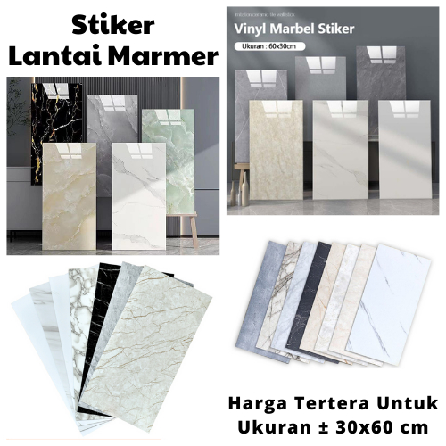 Wallpaper Dinding Vinyl Marble 30 x 60 cm Lantai Marmer Vinyl Marbel Granit Stiker Cabinet Marbel