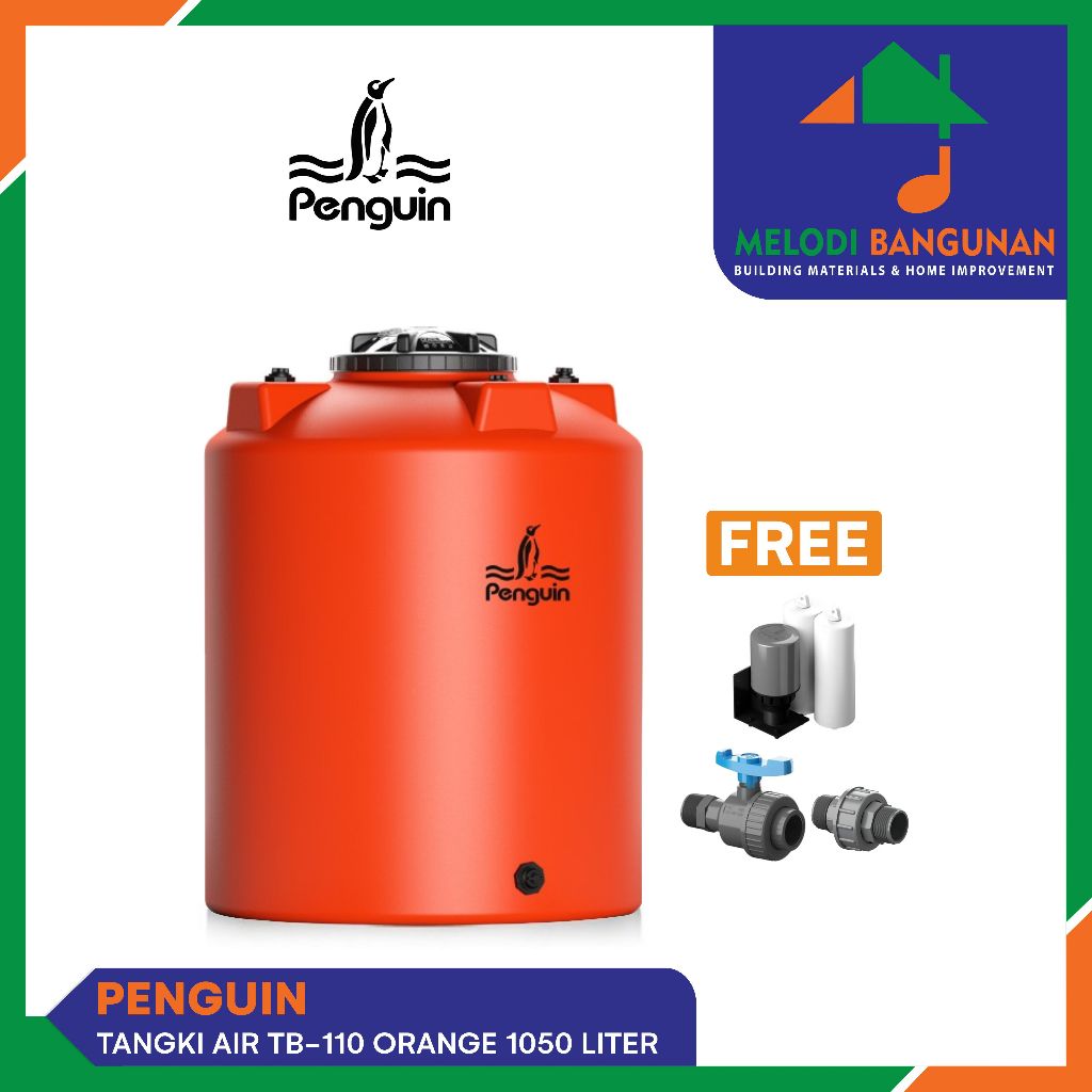 Penguin - Tangki + Tandon + Toren Air + Water Tank Set Tb 110 1050 L Orange