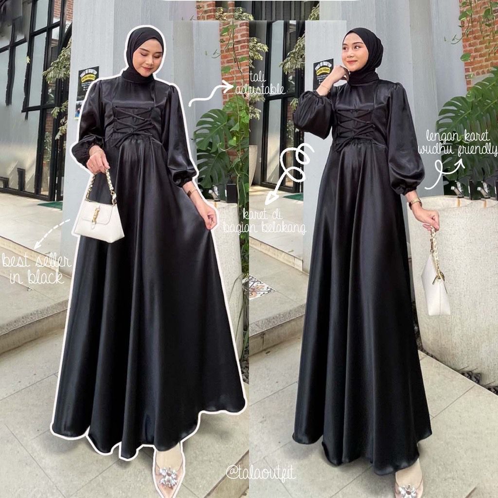 AMARA DRESS | Gamis Satin | Satin Sateen Silk | Satin Dress | Dress princess | Gaun Pesta | Gamis Ke