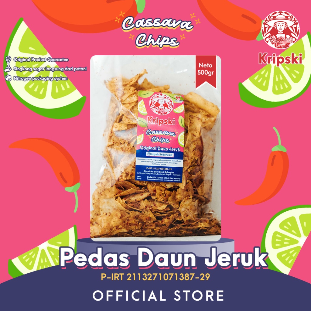 

Kripski Pedas Daun Jeruk 500 gram "Keripik Singkong