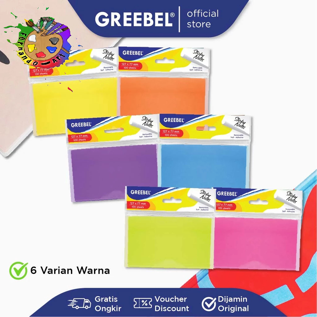 

GREEBEL STICKY NOTES GSN 1W1M 127 77 100 /Memo Pad Note/DIY Planner/Kertas Bentuk Warna warni