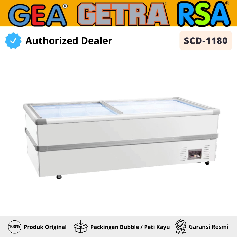 ISLAND FREEZER GEA SCD 1180 SLIDING GLASS FLAT 2 KOMPRESOR ORIGINAL