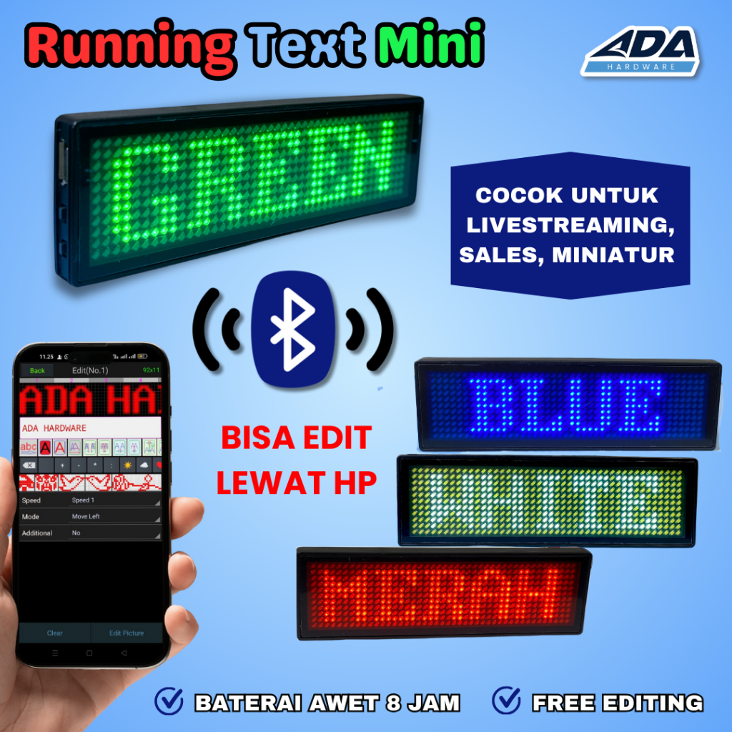 

Running Text Mini Merah Nametag Papan Nama Digital Led Tulisan Berjalan Termurah