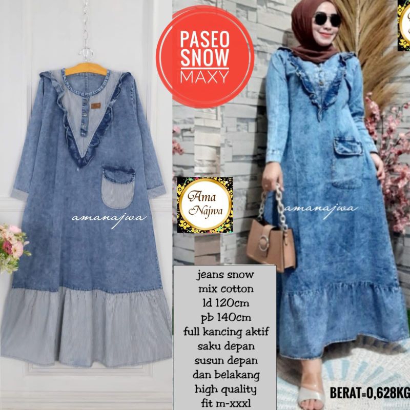 BISA COD|JUMBO DRESS JEANS PASEO BY AMA NAJWA