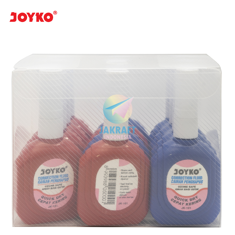 

(12 Pcs) GROSIR Tipe-X Tipex Tip-Ex Cair Putih JOYKO JK-101 White Correction Fluid Ujung Tip Plastik Anti Macet Quick Dry | PACK