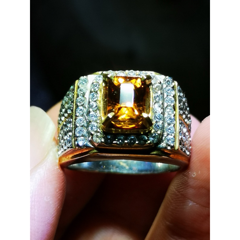 CINCIN BATU PERMATA NATURAL BROWN ZIRCON MEMO WGL