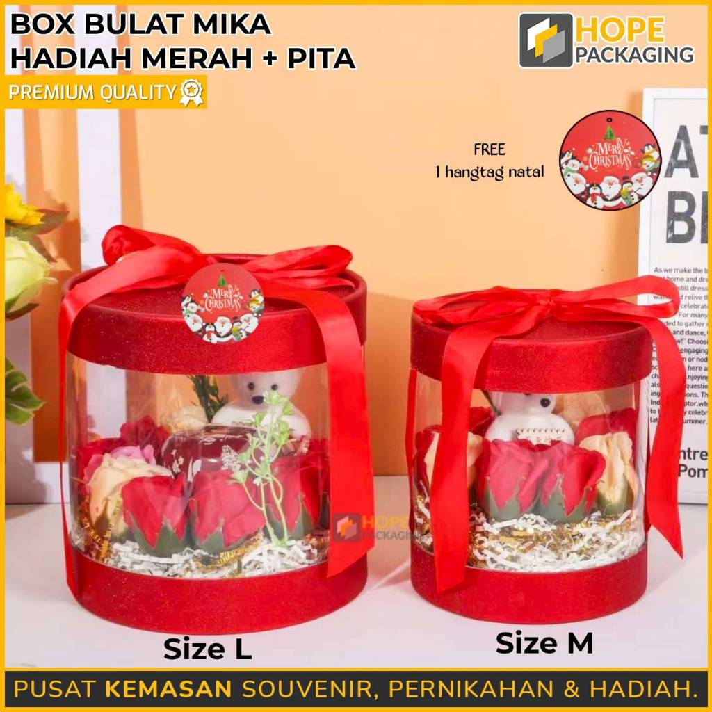 

Box Bulat Mika / Hardbox Merah Bulat Mika + Pita / Box Seserahan / Box Hadiah / Hardbox Souvenir Natal / Box Hardbox / Box Mika Merah / Hardbox Bulat Mika