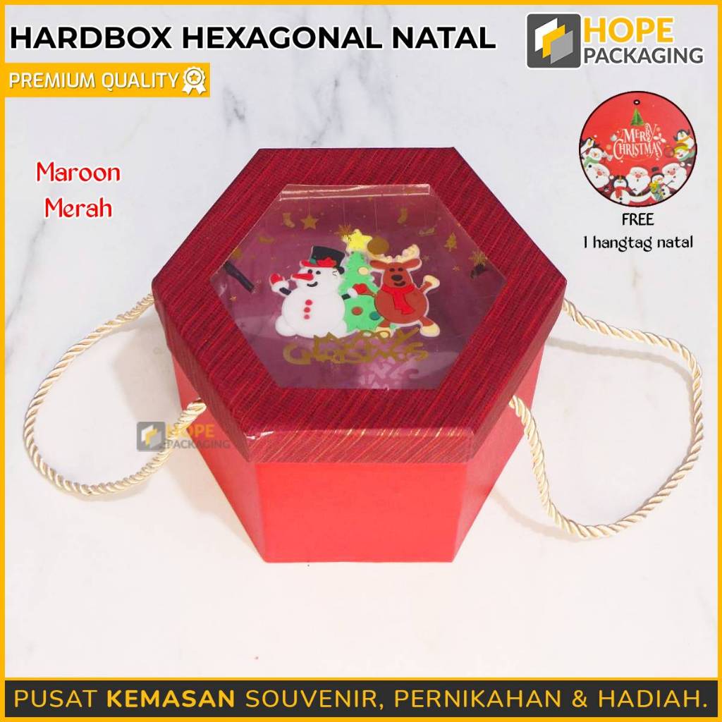 

Box Hardbox Hexagonal Natal / Box Hadiah Natal / Hardbox Souvenir Natal / Hardbox Merry Christmas