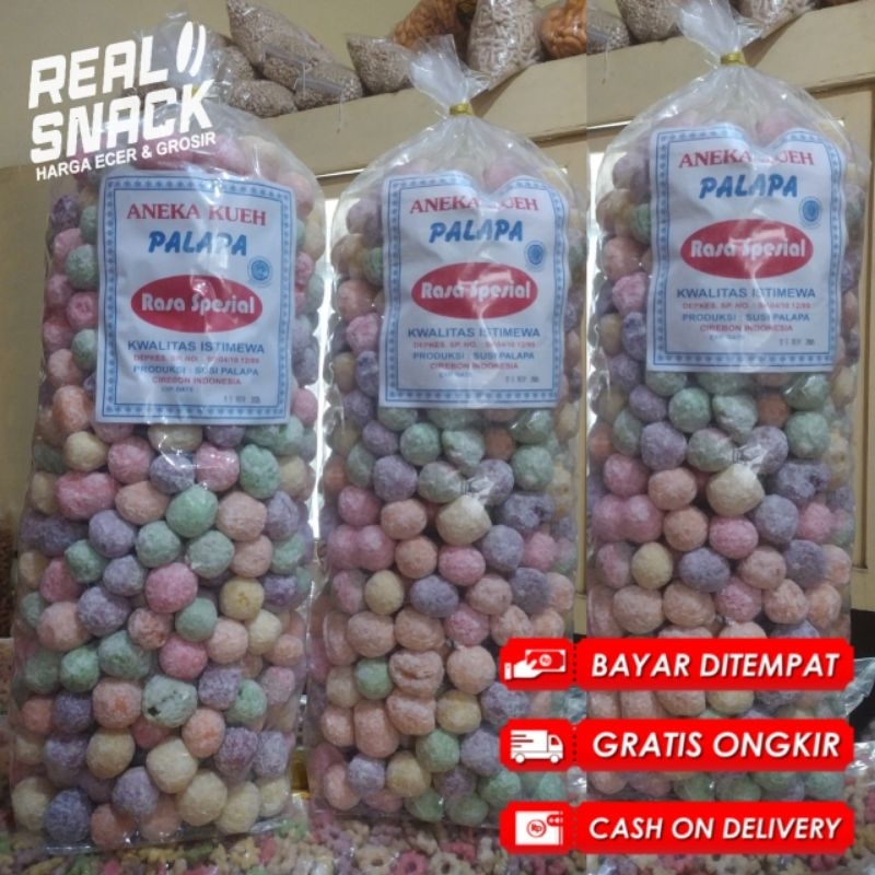 

Kue Getas Bola Pelangi Palapa 1bal isi 1kg Rasa Manis Gurih
