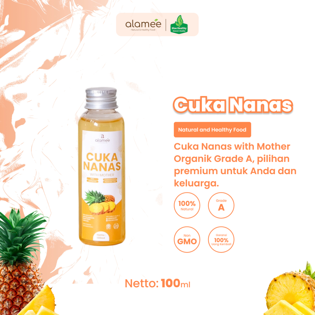 

ALAMEE Cuka Nanas Original Pineapple Cider Vinegar With Mother Organik 100 ml