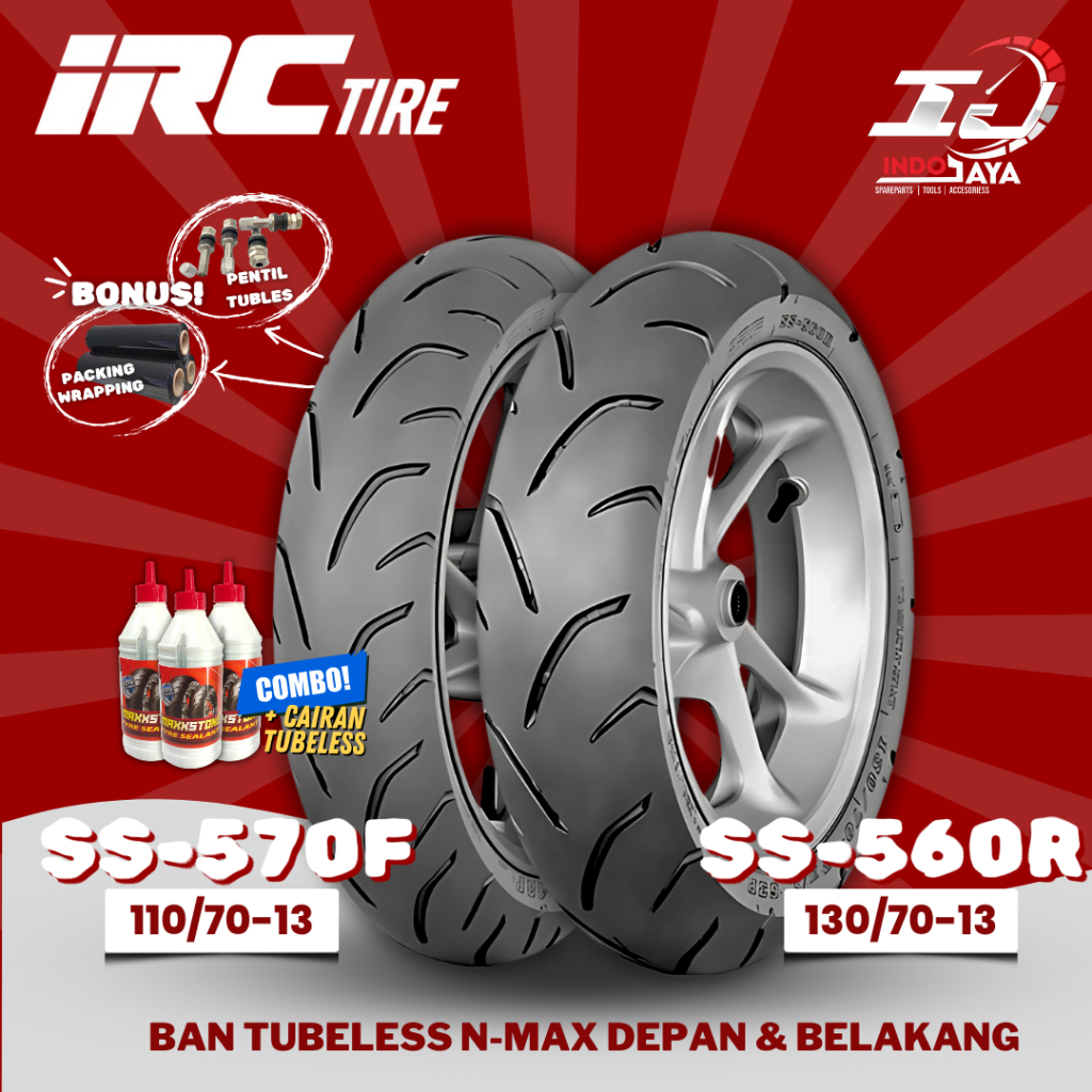 [SEPASANG] BAN LUAR TUBELESS IRC SS 560R - SS 570F (110/70-13 - 130/70-13) BAN MOTOR NMAX / N-MAX / 