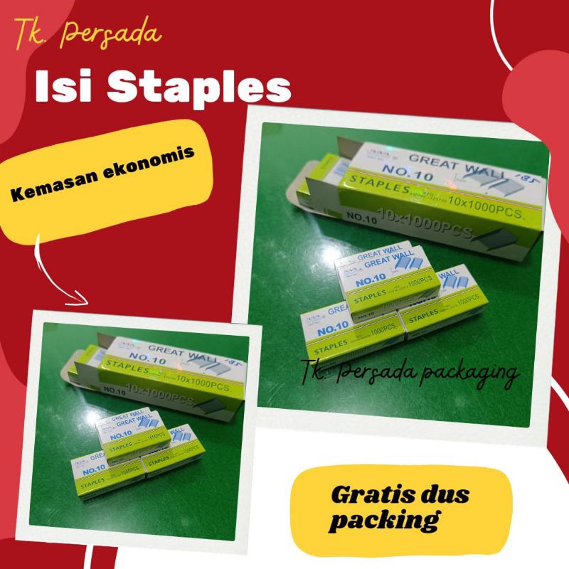 

[ Isi 1000 ] Isi Staples Great Wall No. 10 - 1 Pcs Isi Staples - Seteples - Keripik