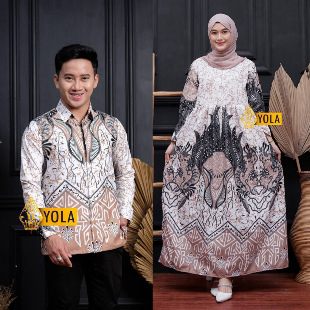 HARGA SEPASANG Gamis Batik Couple Pasangan - Baju Batik Couple Sarimbit Jumbo Terlaris03